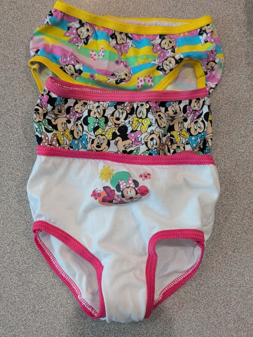 Disney Minnie Mouse Girls' Briefs - Pink, Yellow, White - 3 Pack